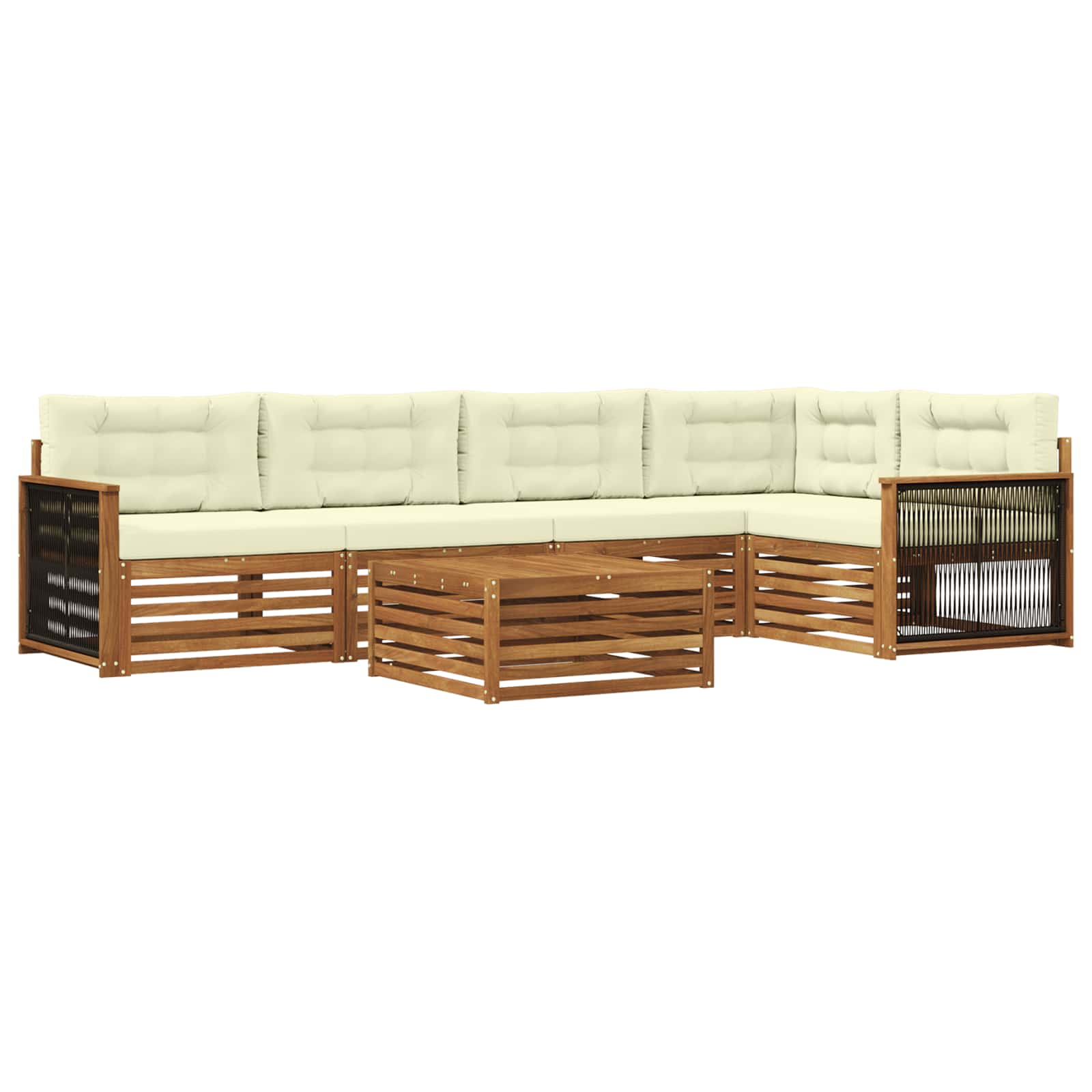 Outdoor-Sofagarnitur mit Kissen 6 pcs Natur und Creme