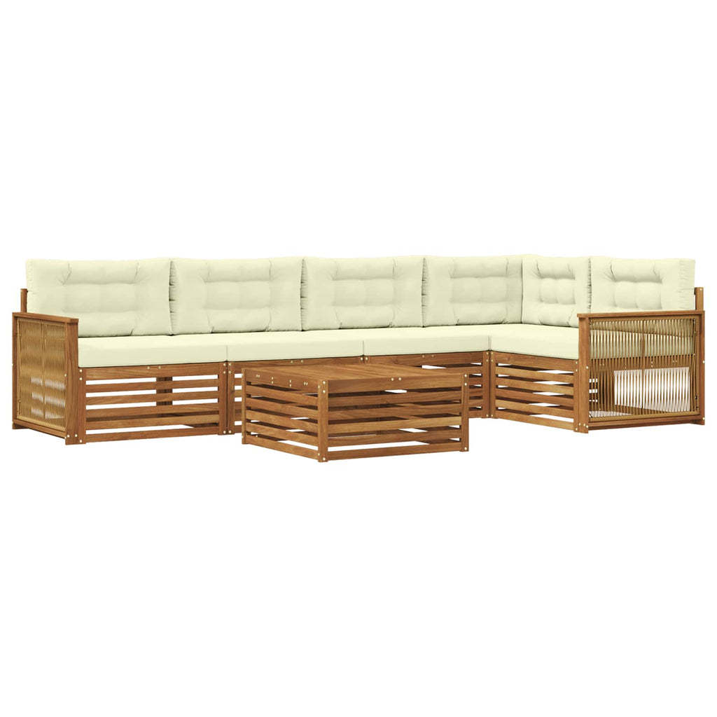 Outdoor-Sofagarnitur mit Kissen 6 pcs Natur und Creme
