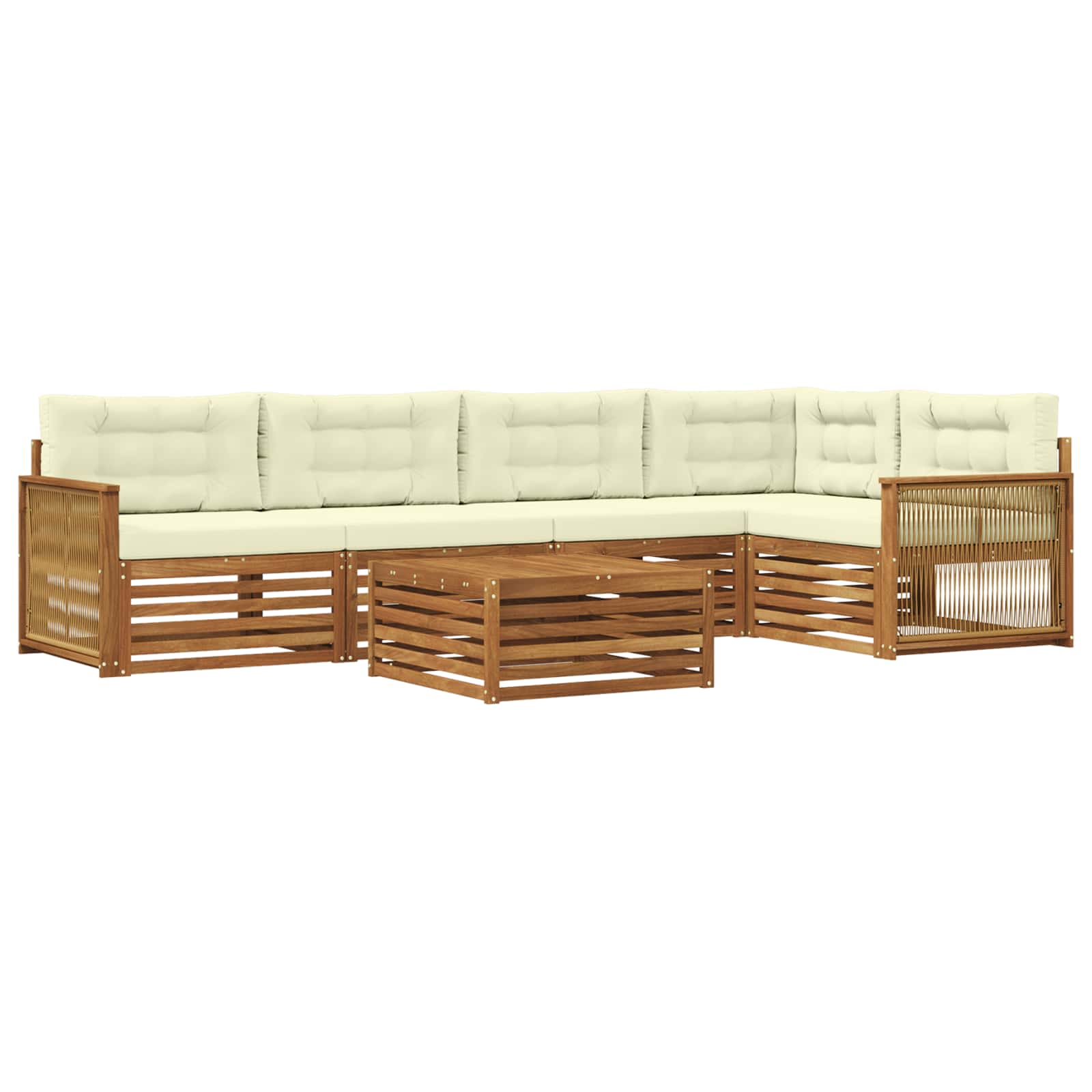 Outdoor-Sofagarnitur mit Kissen 6 pcs Natur und Creme