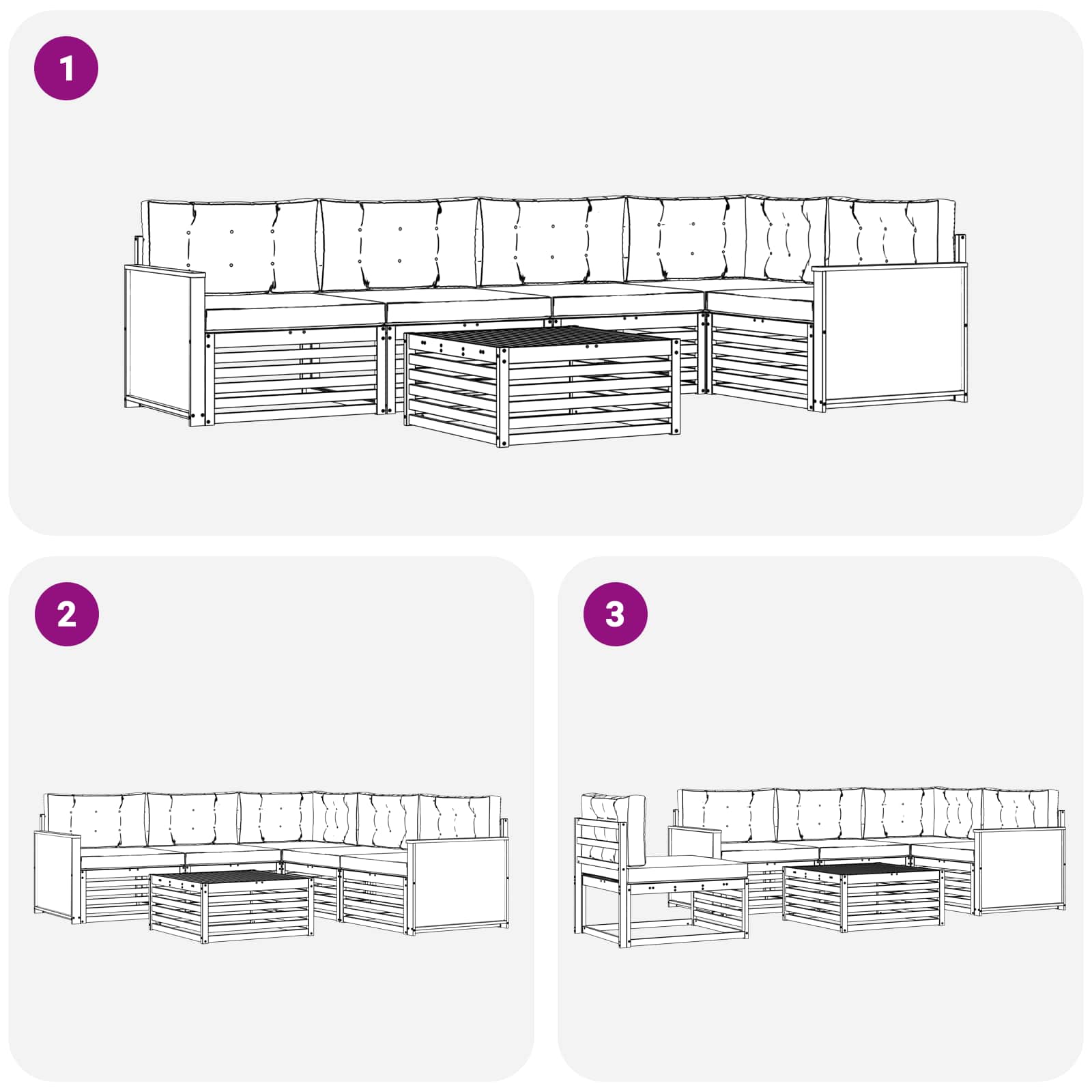 Outdoor-Sofagarnitur mit Kissen 6 pcs Natur und Beige