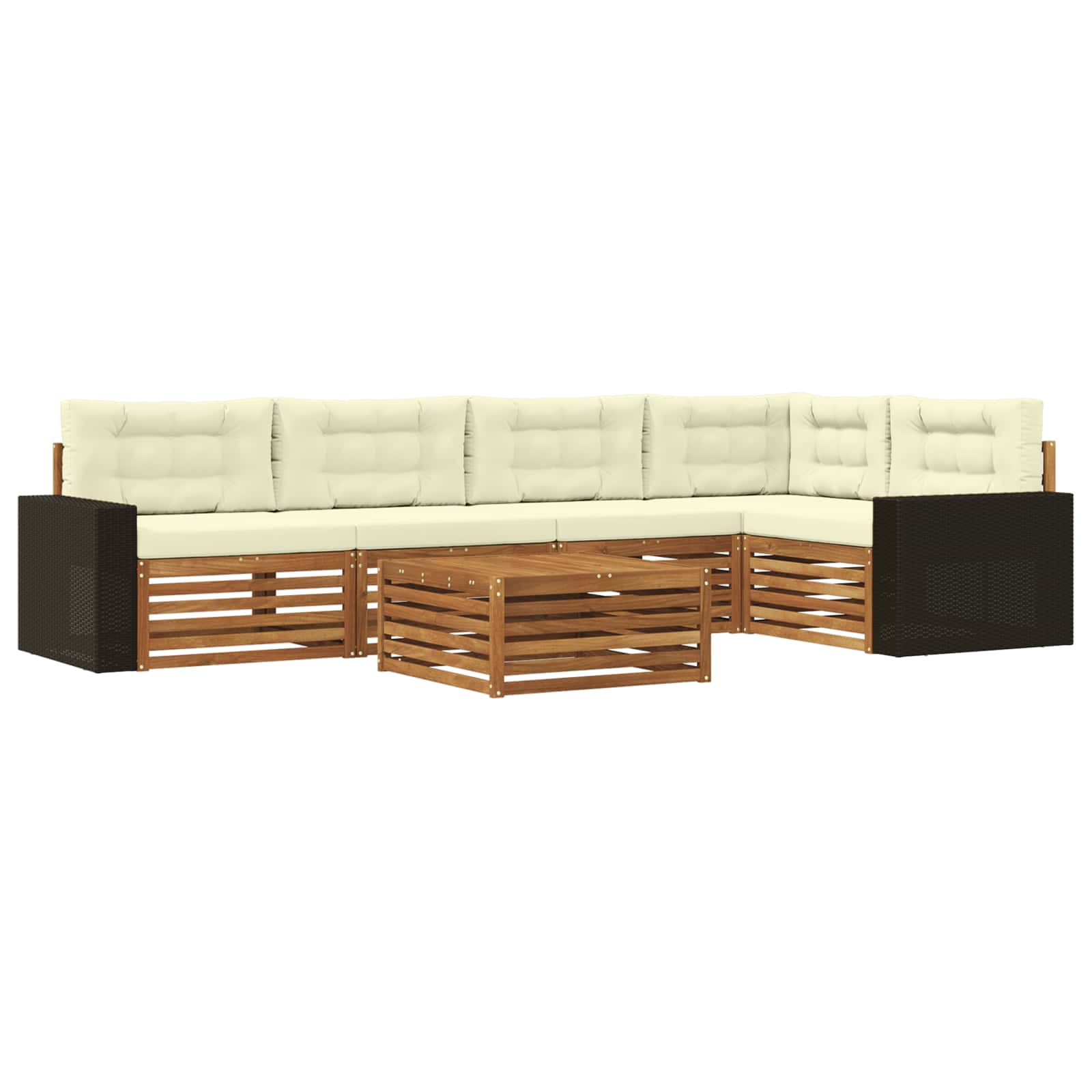 Outdoor-Sofagarnitur 6 pcs Natur und Creme 79 x 79 x 37 cm