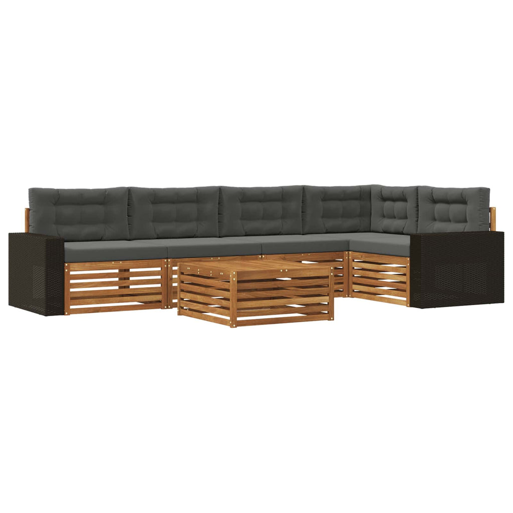 Outdoor-Sofagarnitur 6 pcs Natur und Anthrazit 79 x 79 x 37 cm