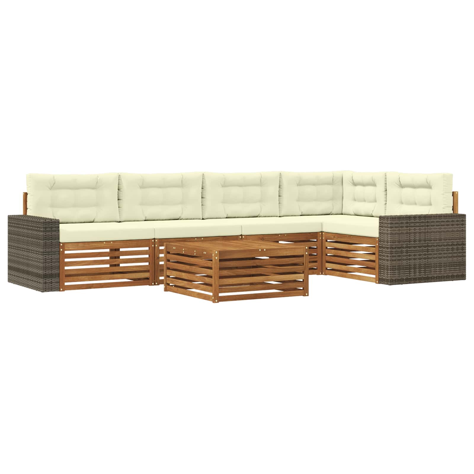 Outdoor-Sofagarnitur 6 pcs Natur und Creme 79 x 79 x 37 cm
