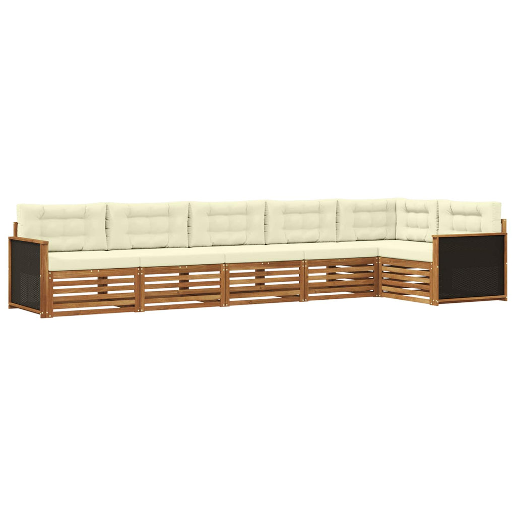 Outdoor-Sofagarnitur 6 pcs Natur und Creme 406 x 168,5 x 73 cm