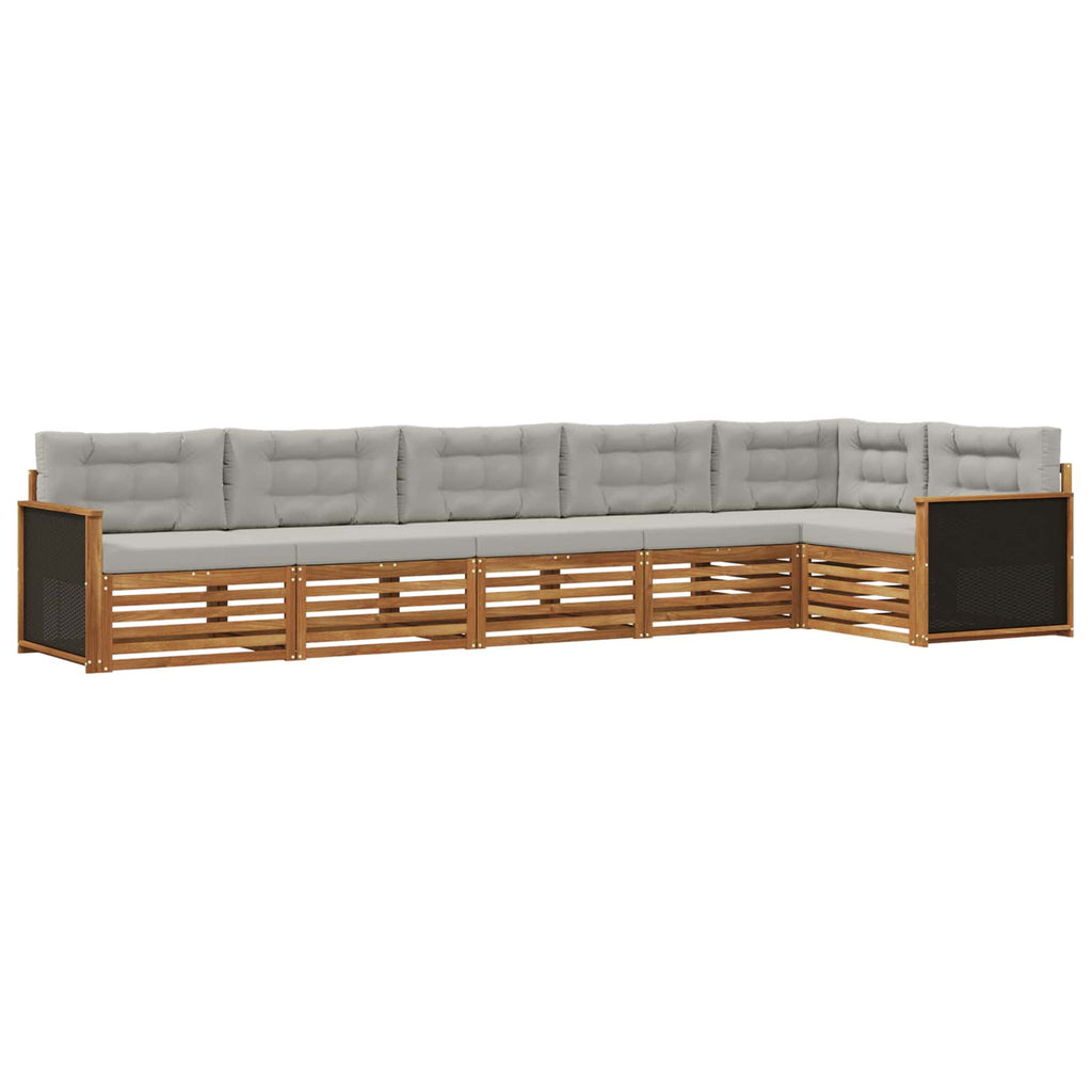Outdoor-Sofagarnitur 6 pcs Natürlich und Hellgrau