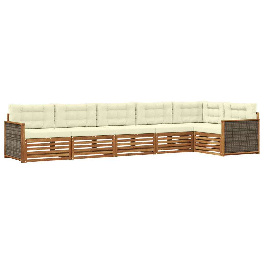 Outdoor-Sofagarnitur mit Kissen 6 pcs Natur und Creme