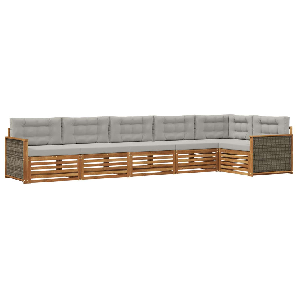 Outdoor-Sofagarnitur mit Kissen 6 pcs Natürlich und Hellgrau