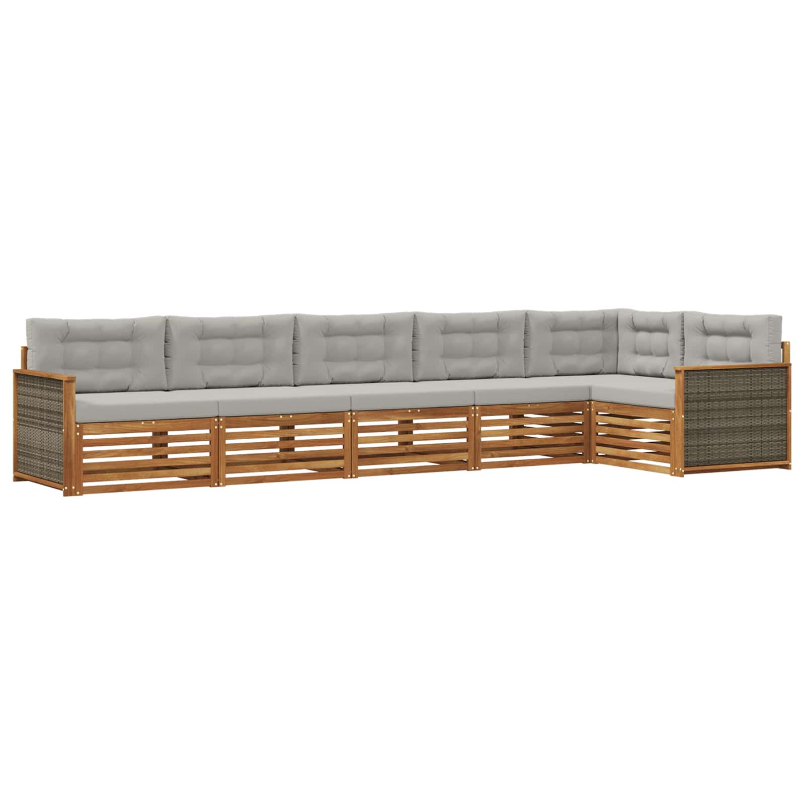 Outdoor-Sofagarnitur mit Kissen 6 pcs Natürlich und Hellgrau