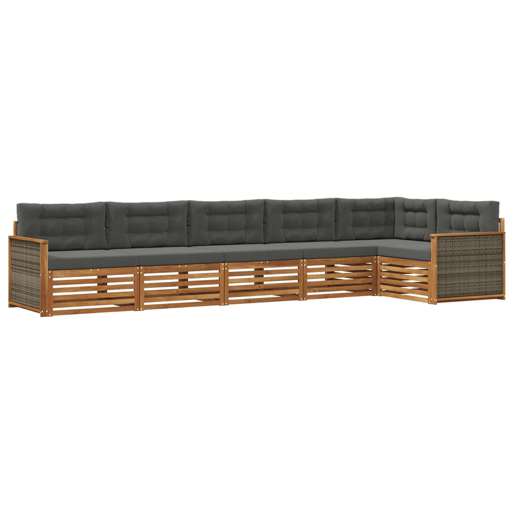 Outdoor-Sofagarnitur mit Kissen 6 pcs Natur und Anthrazit