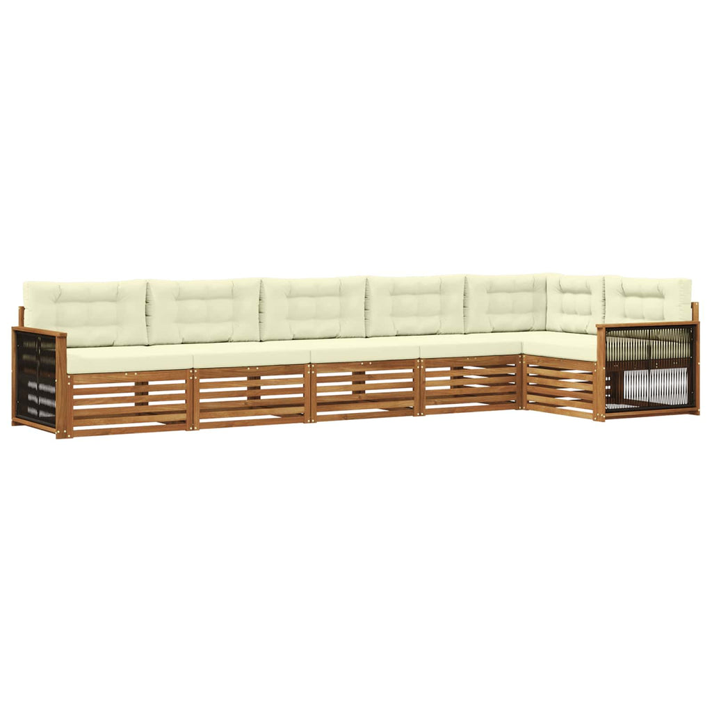 Outdoor-Sofagarnitur mit Kissen 6 pcs Natur und Creme