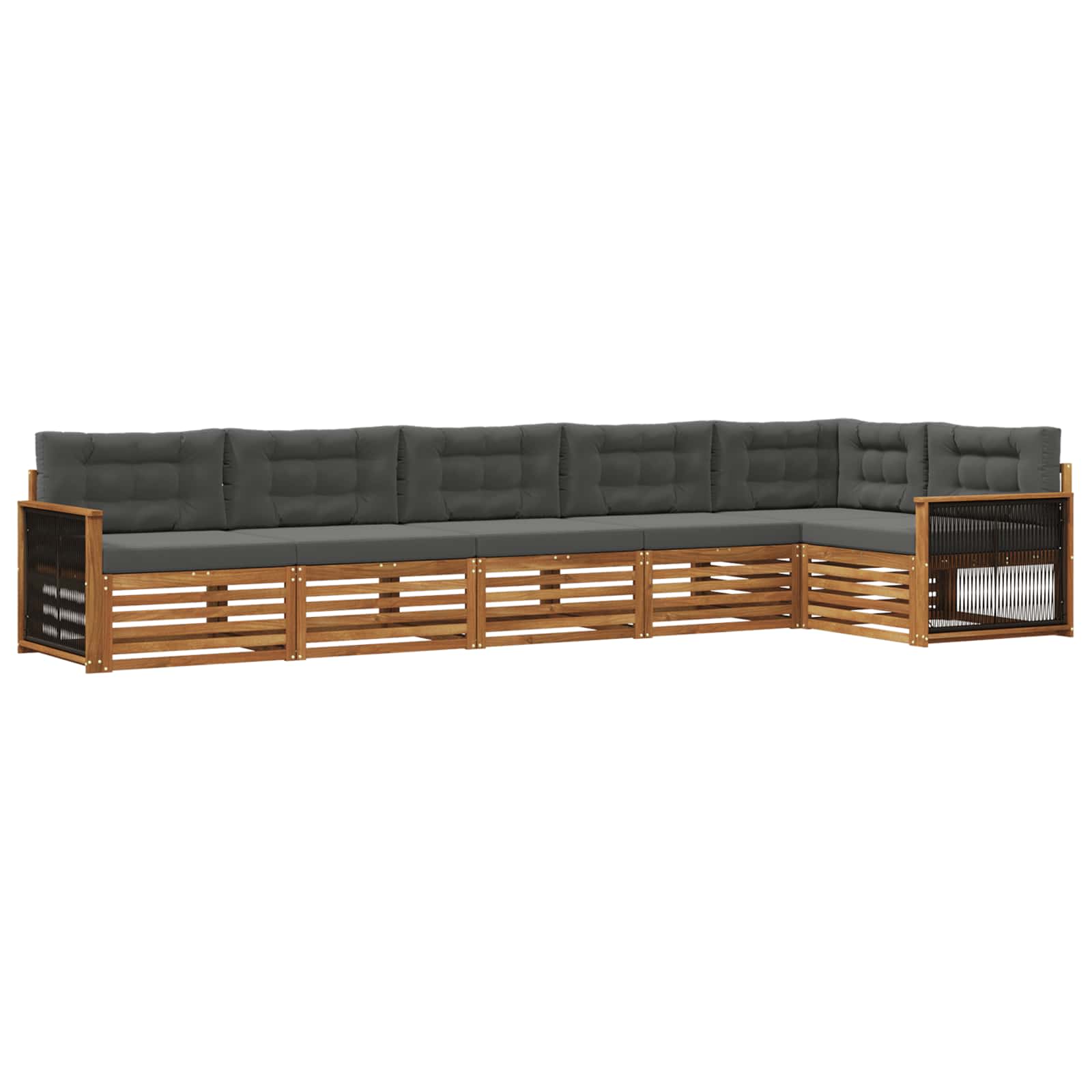Outdoor-Sofagarnitur mit Kissen 6 pcs Natur und Anthrazit