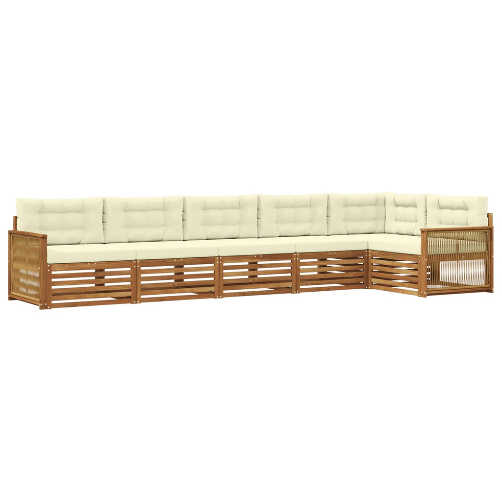Outdoor-Sofagarnitur mit Kissen 6 pcs Natur und Creme