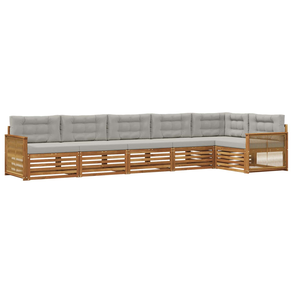 Outdoor-Sofagarnitur mit Kissen 6 pcs Natürlich und Hellgrau