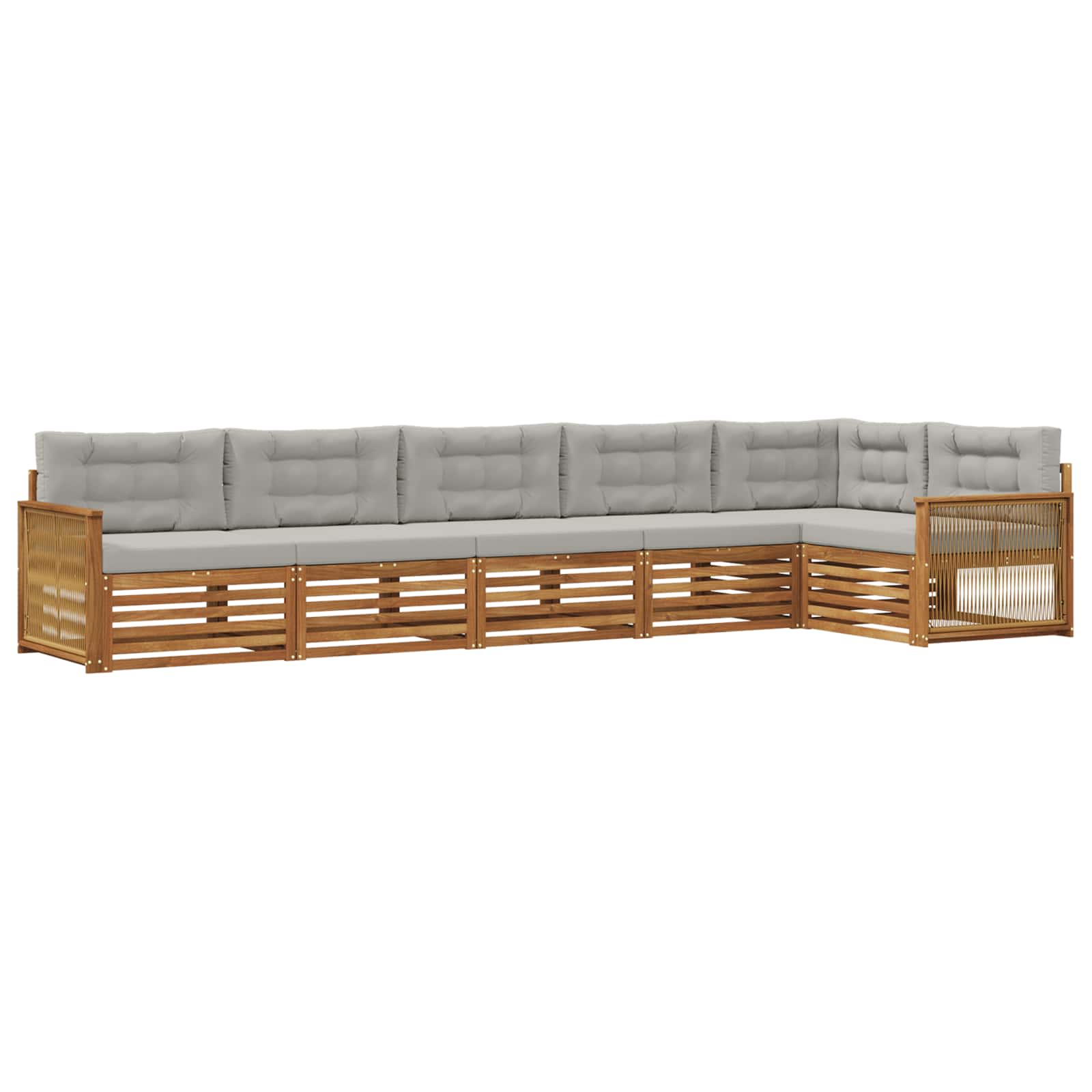 Outdoor-Sofagarnitur mit Kissen 6 pcs Natürlich und Hellgrau