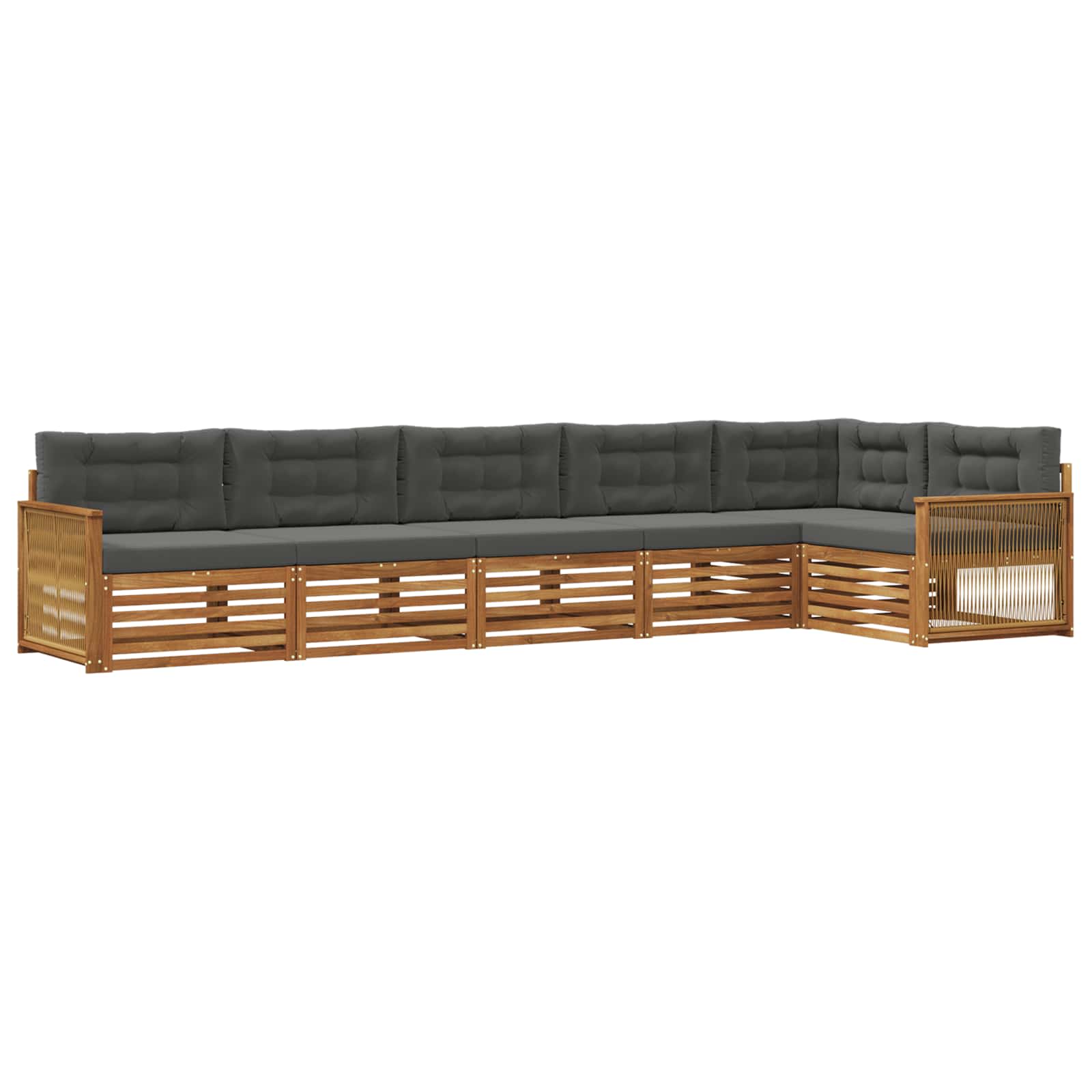 Outdoor-Sofagarnitur mit Kissen 6 pcs Natur und Anthrazit