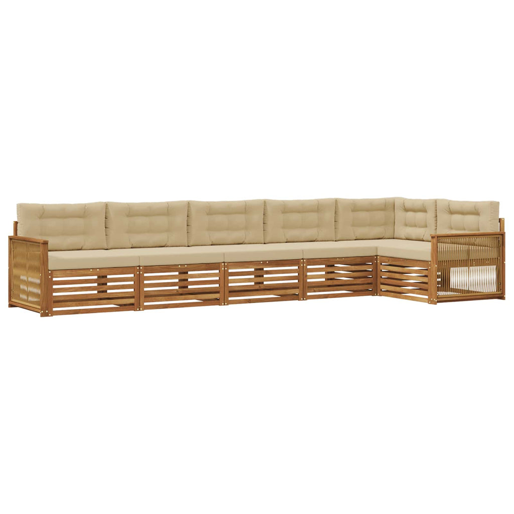 Outdoor-Sofagarnitur mit Kissen 6 pcs Natur und Beige