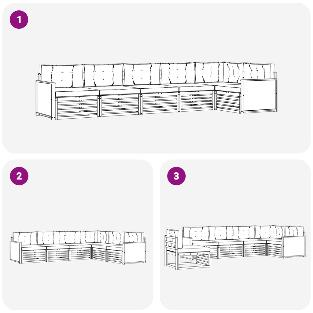 Outdoor-Sofagarnitur mit Kissen 6 pcs Natur und Beige