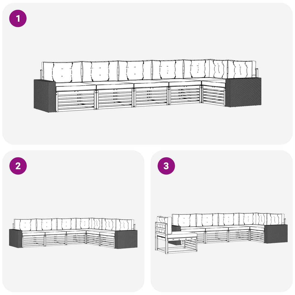 Outdoor-Sofagarnitur 6 pcs Natur und Creme 402 x 172,5 x 73 cm