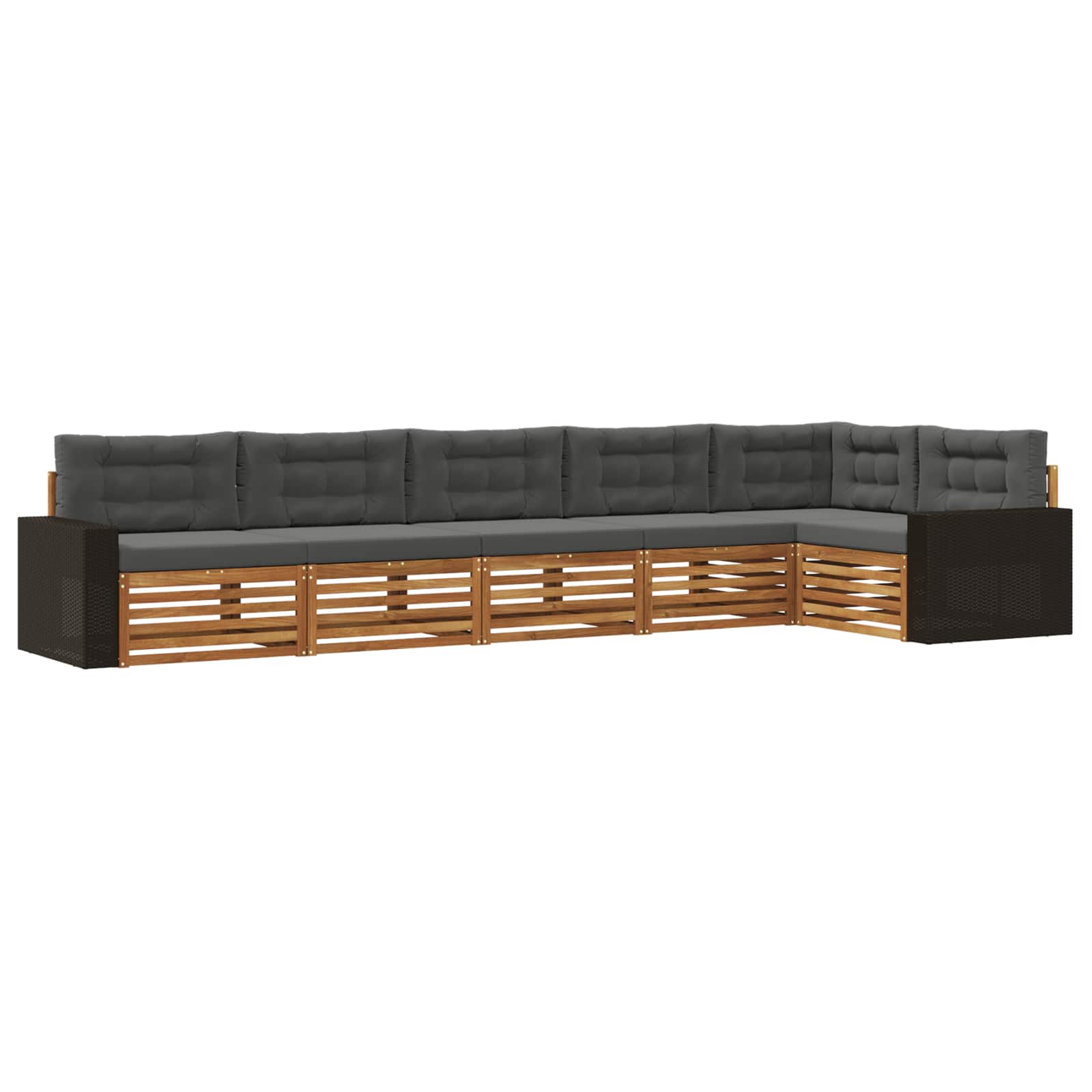 Outdoor-Sofagarnitur 6 pcs Natur und Anthrazit
