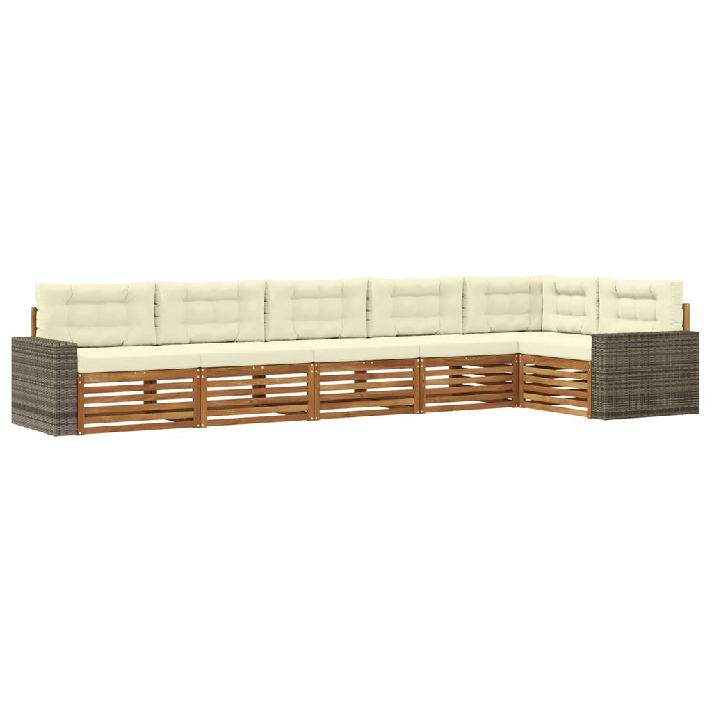 Outdoor-Sofagarnitur 6 pcs Natur und Creme 402 x 172,5 x 73 cm