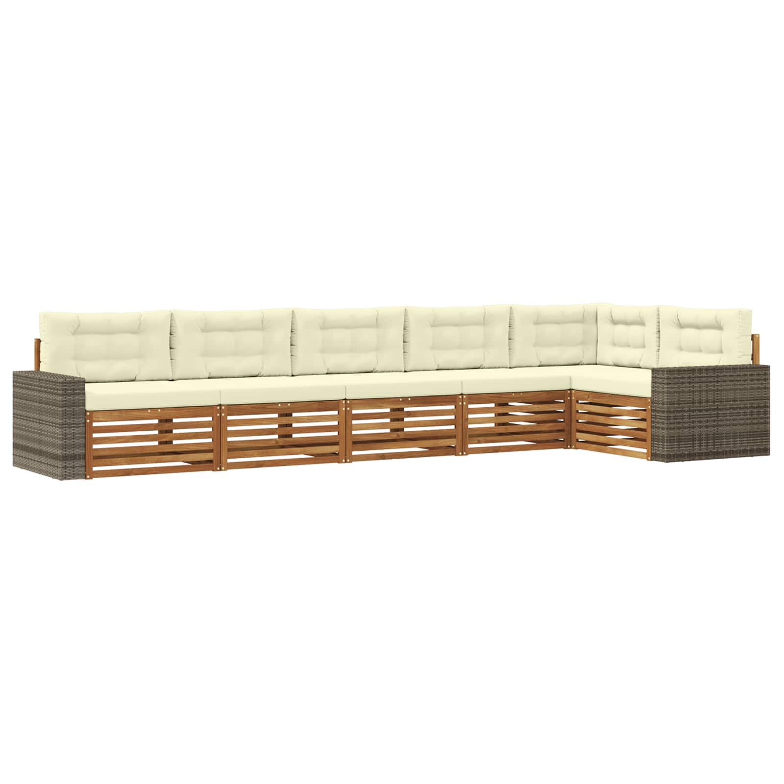 Outdoor-Sofagarnitur 6 pcs Natur und Creme 402 x 172,5 x 73 cm