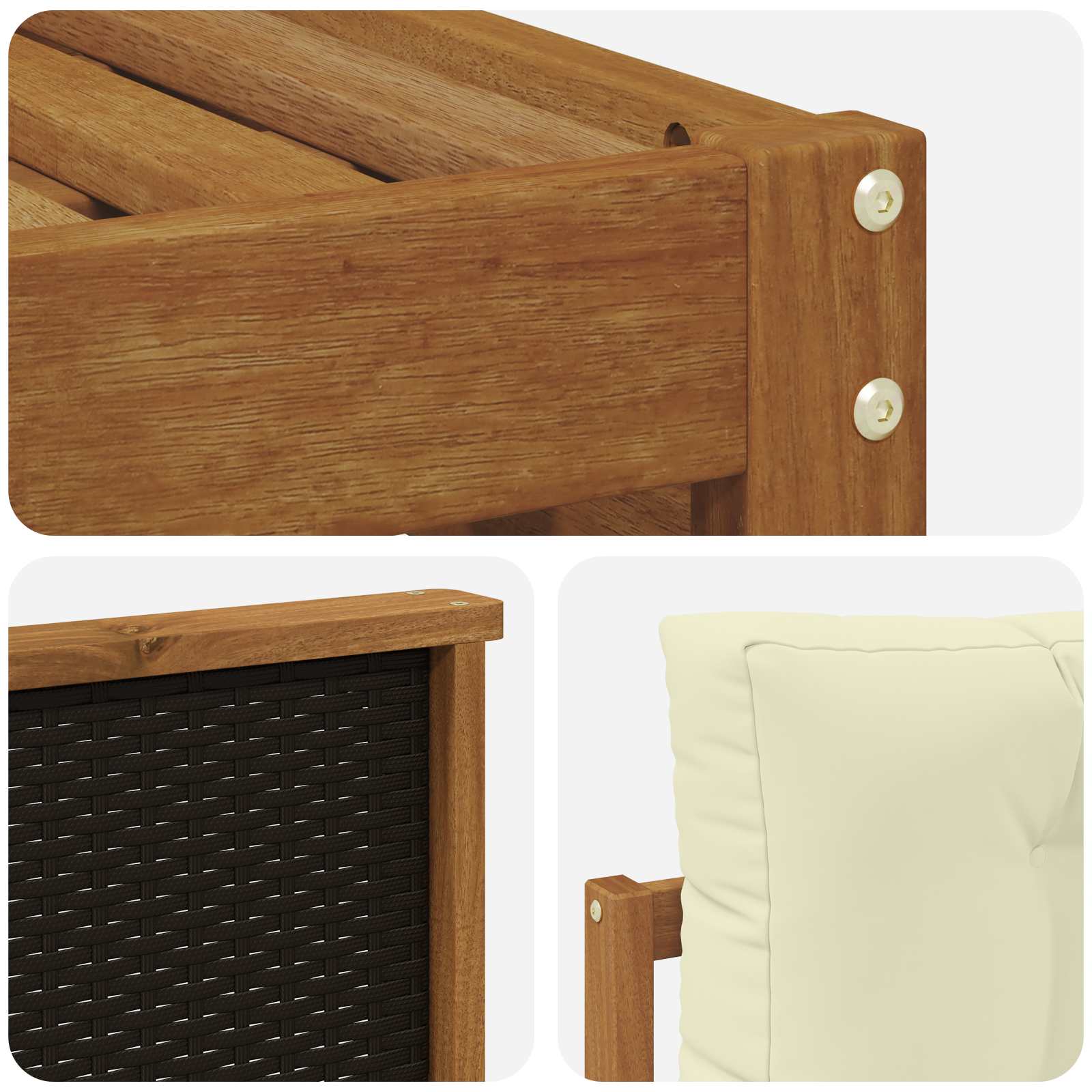 Outdoor-Sofagarnitur 7 pcs Natur und Creme 79 x 79 x 37 cm