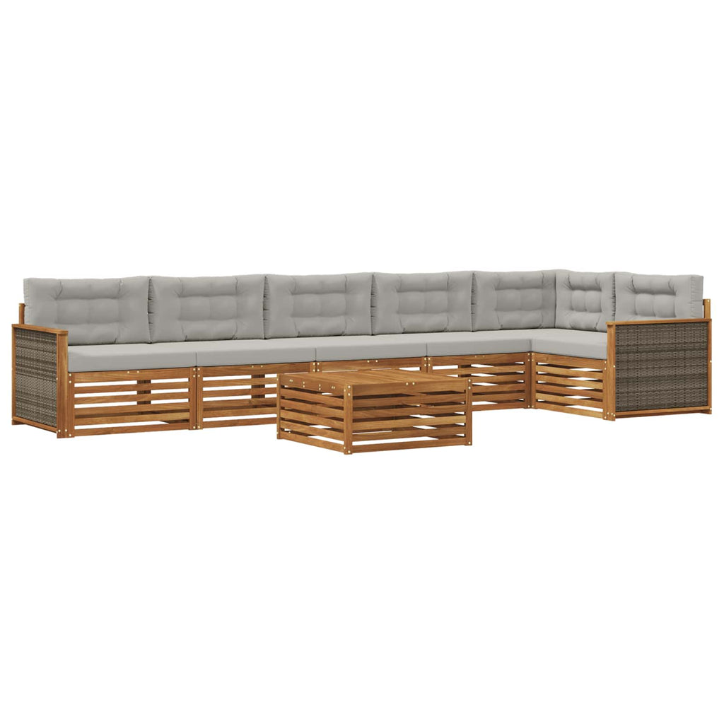 Outdoor-Sofagarnitur mit Kissen 7 pcs Natürlich und Hellgrau
