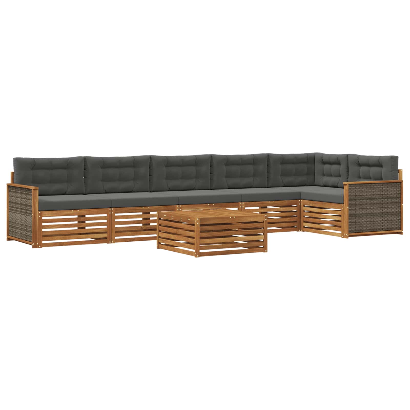 Outdoor-Sofagarnitur mit Kissen 7 pcs Natur und Anthrazit