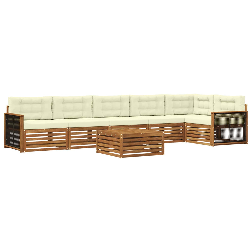 Outdoor-Sofagarnitur mit Kissen 7 pcs Natur und Creme