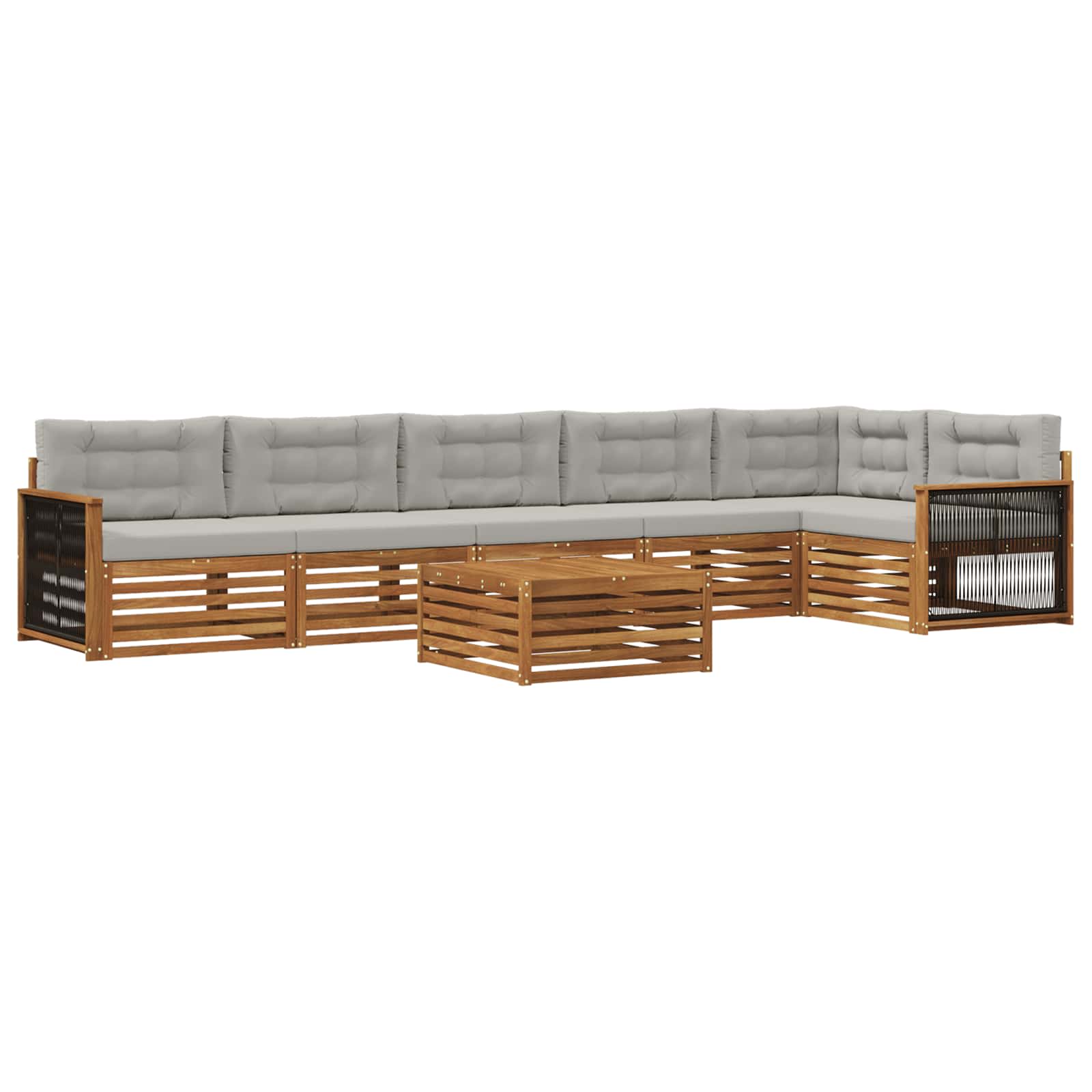 Outdoor-Sofagarnitur mit Kissen 7 pcs Natürlich und Hellgrau