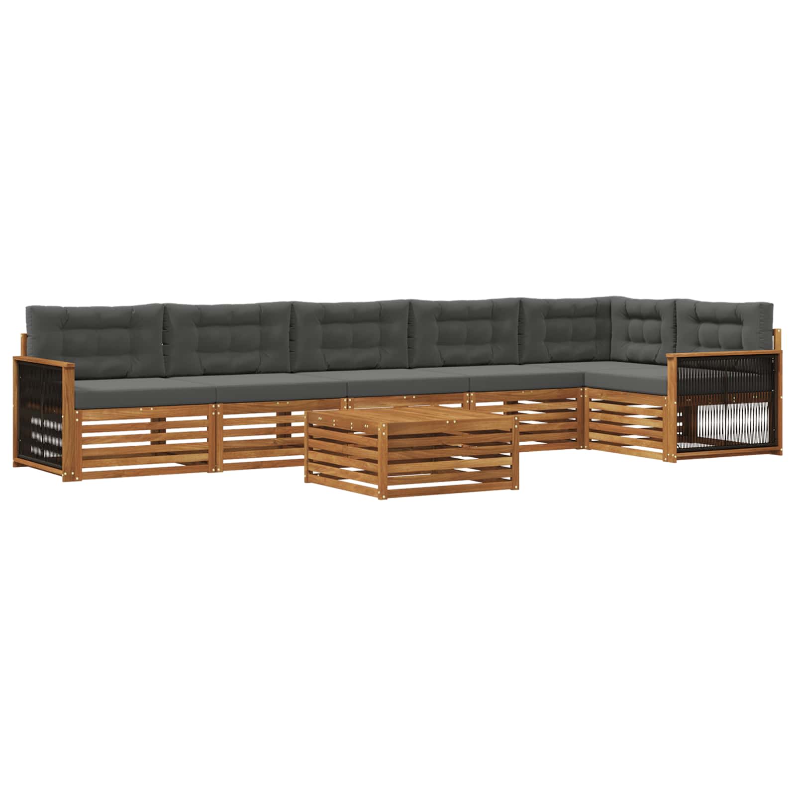 Outdoor-Sofagarnitur mit Kissen 7 pcs Natur und Anthrazit