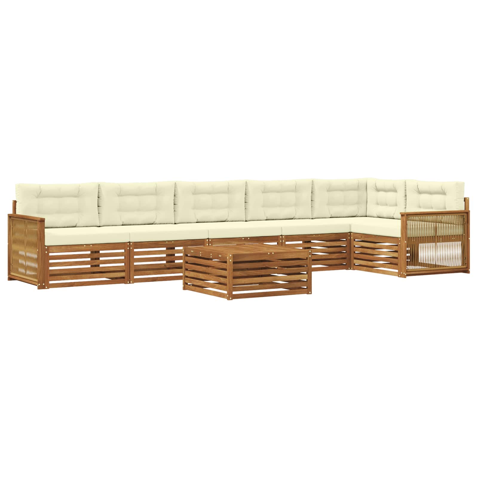 Outdoor-Sofagarnitur mit Kissen 7 pcs Natur und Creme