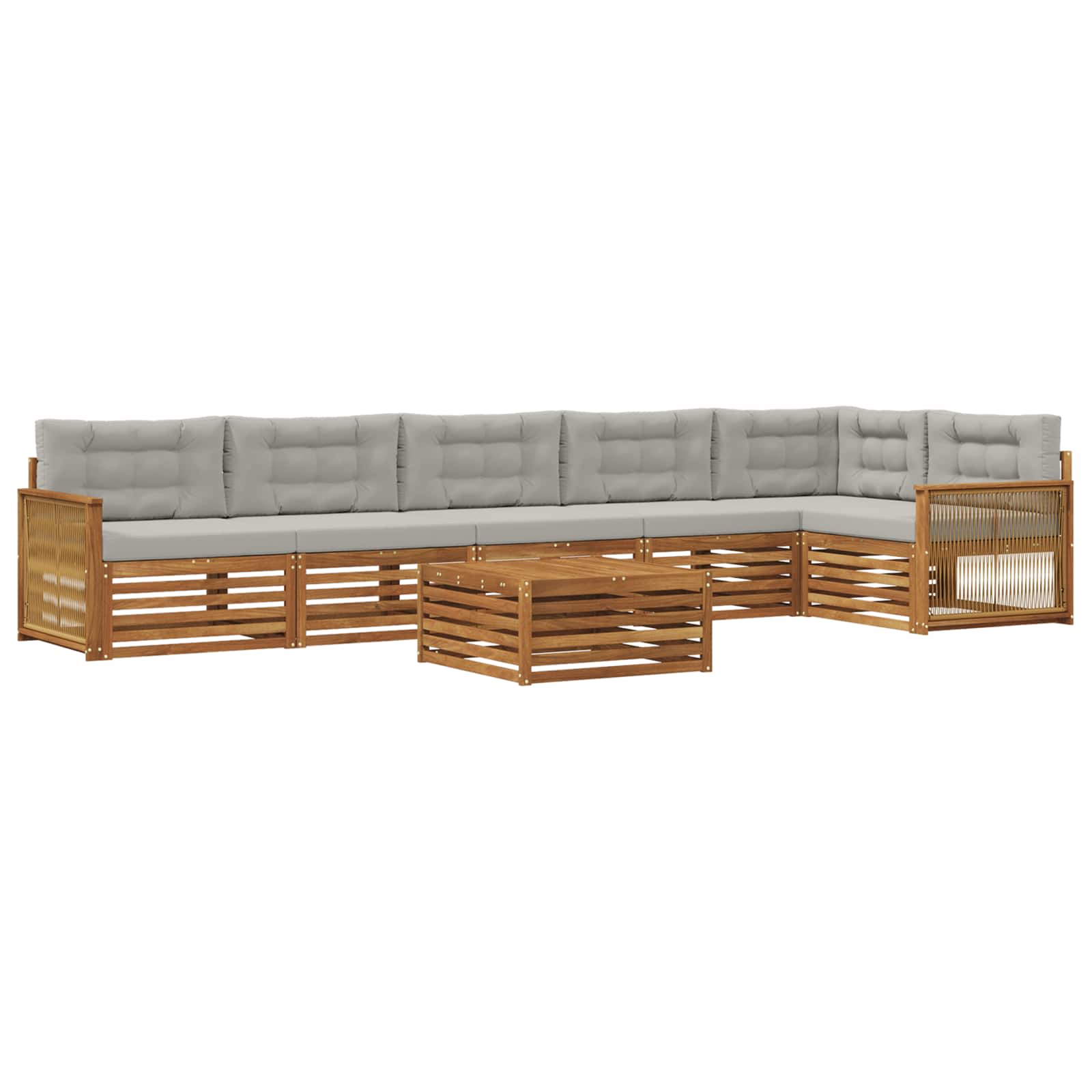 Outdoor-Sofagarnitur mit Kissen 7 pcs Natürlich und Hellgrau