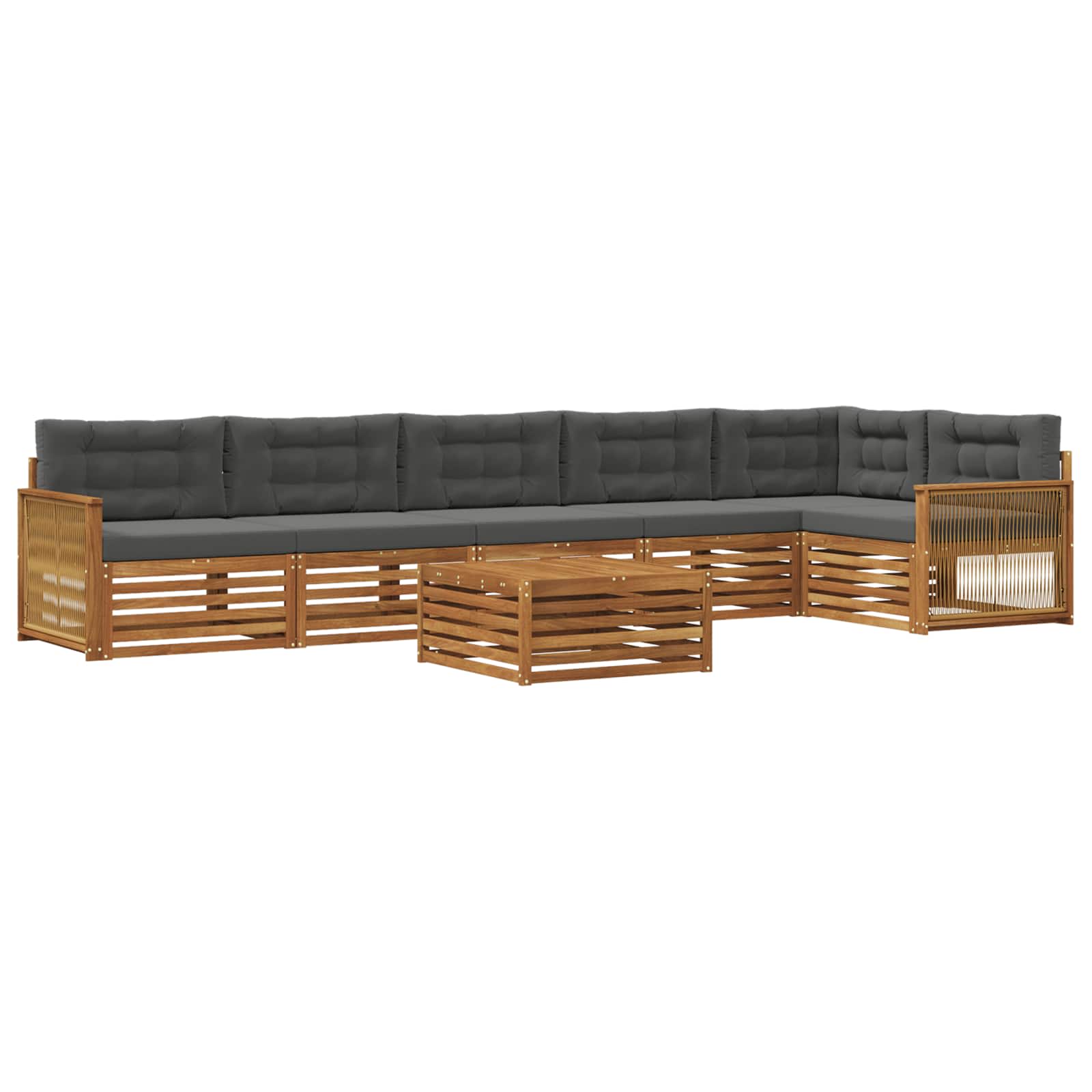 Outdoor-Sofagarnitur mit Kissen 7 pcs Natur und Anthrazit
