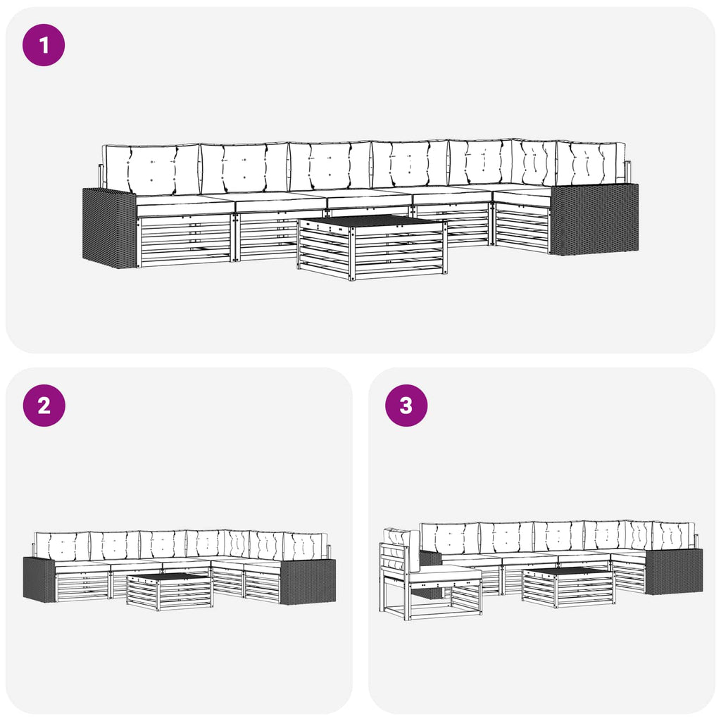 Outdoor-Sofagarnitur 7 pcs Natur und Creme 79 x 79 x 37 cm