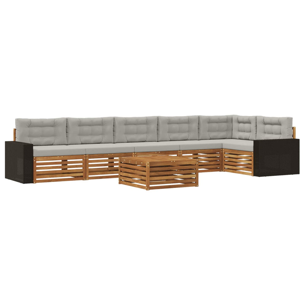 Outdoor-Sofagarnitur 7 pcs Natürlich und Hellgrau Polyester