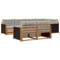Outdoor-Sofagarnitur mit Kissen 7 pcs Natürlich und Hellgrau