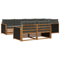 Outdoor-Sofagarnitur mit Kissen 7 pcs Natur und Anthrazit