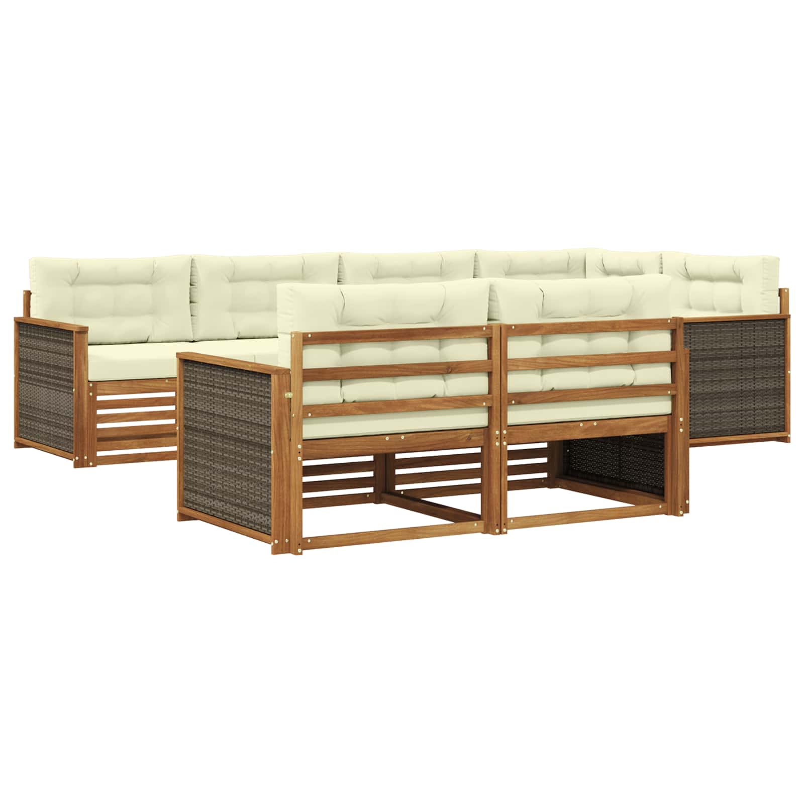 Outdoor-Sofagarnitur 7 pcs Natur und Creme