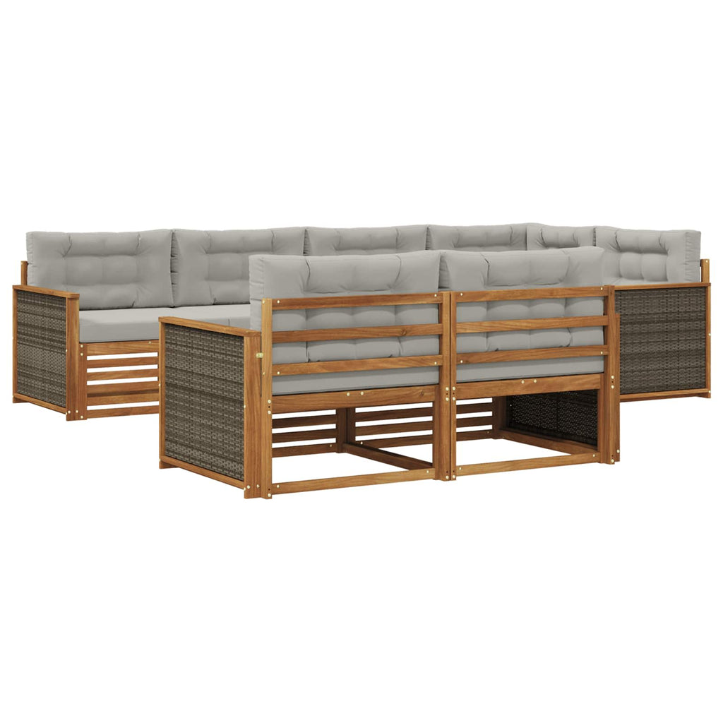 Outdoor-Sofagarnitur mit Kissen 7 pcs Natürlich und Hellgrau