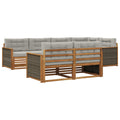 Outdoor-Sofagarnitur mit Kissen 7 pcs Natürlich und Hellgrau