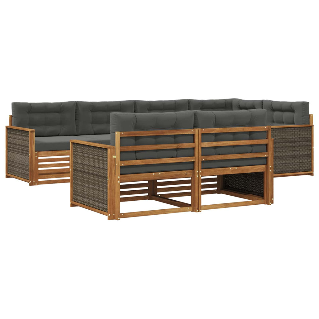 Outdoor-Sofagarnitur mit Kissen 7 pcs Natur und Anthrazit