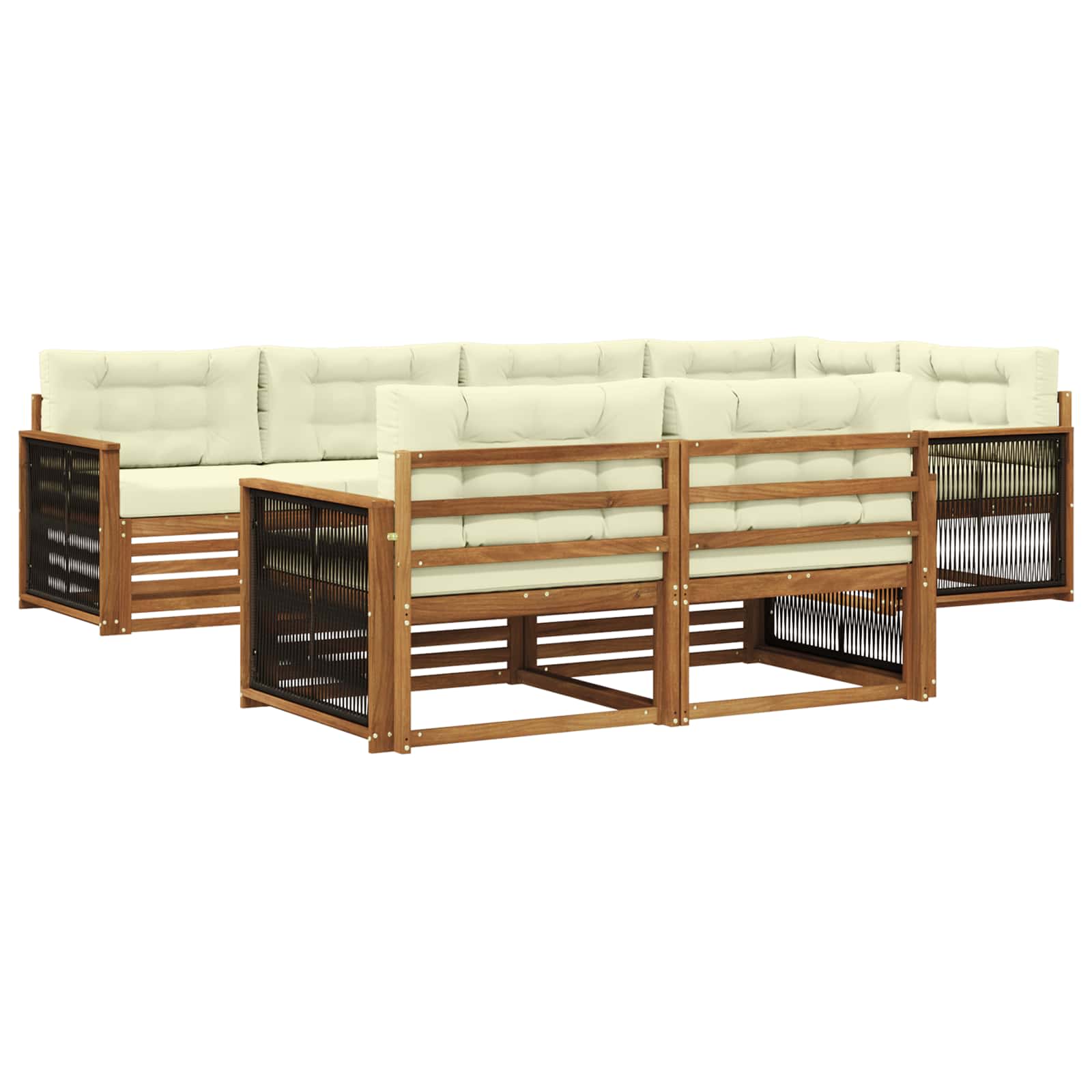 Outdoor-Sofagarnitur mit Kissen 7 pcs Natur und Creme