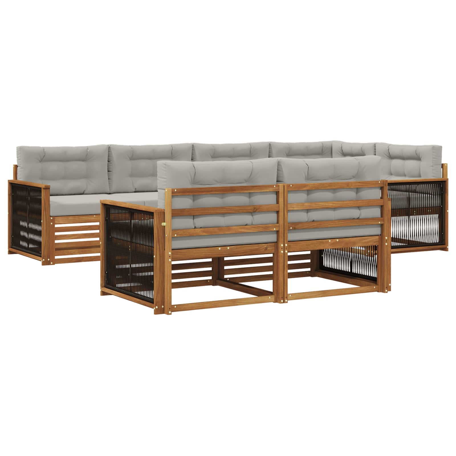Outdoor-Sofagarnitur mit Kissen 7 pcs Natürlich und Hellgrau