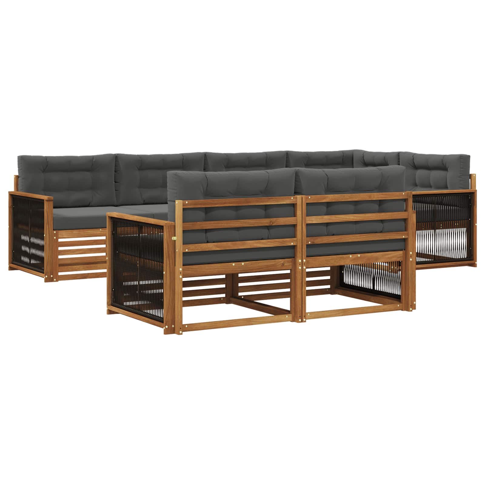 Outdoor-Sofagarnitur mit Kissen 7 pcs Natur und Anthrazit