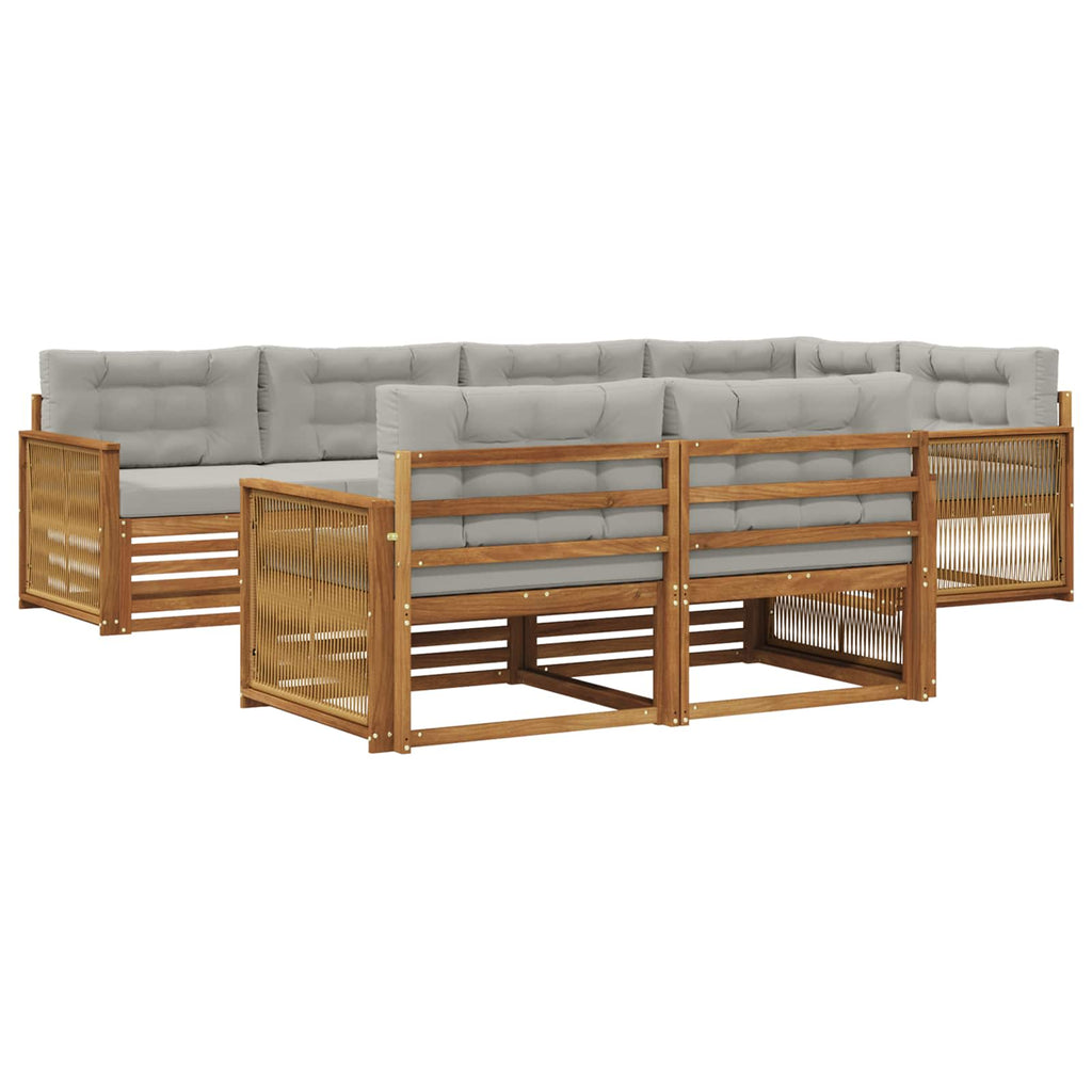 Outdoor-Sofagarnitur mit Kissen 7 pcs Natürlich und Hellgrau