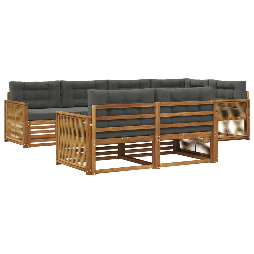 Outdoor-Sofagarnitur mit Kissen 7 pcs Natur und Anthrazit
