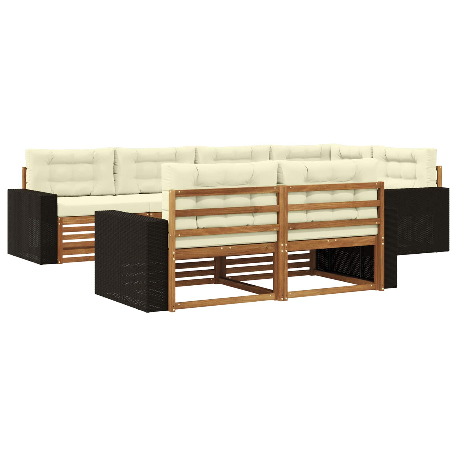 Outdoor-Sofagarnitur mit Kissen 7 pcs Natur und Creme