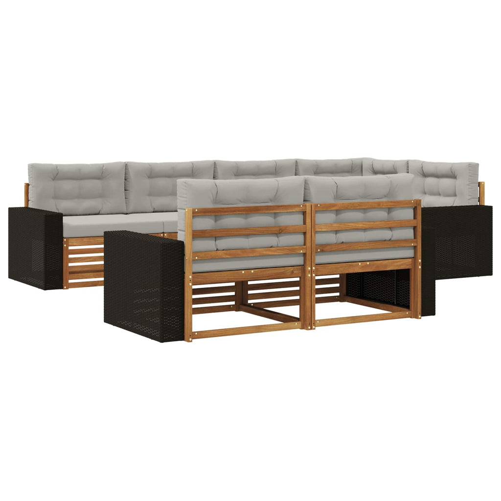 Outdoor-Sofagarnitur mit Kissen 7 pcs Natürlich und Hellgrau