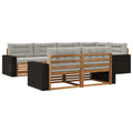 Outdoor-Sofagarnitur mit Kissen 7 pcs Natürlich und Hellgrau